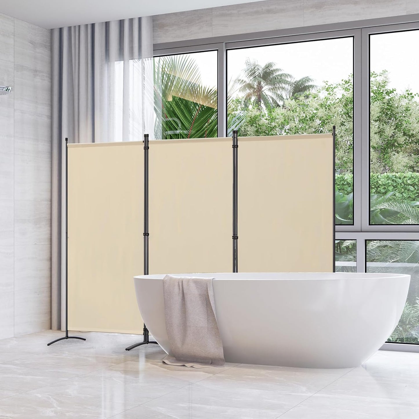 Angel Living Paravent - 3 panneaux - pliable - 243 x 180 cm - beige
