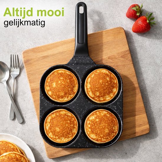CeraFusion Poêle à crêpes 4 compartiments Ø8 cm - Induction - Sans PFAS - Poêle à œufs - Revêtement céramique - Convient à l'induction