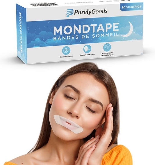 PurelyGoods® Ruban buccal - 90 pièces - Anti ronflement - Ruban buccal - Ruban de bouche - Myotape - Pansements buccaux