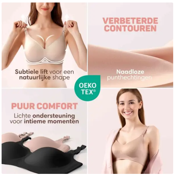 Vulpes Goods® - Soutien-gorge d'allaitement sans armatures - Taille large - Fermeture à une main, bretelles réglables et certification OEKO-TEX® - Pour l'allaitement et la grossesse - Mélange de coton crème