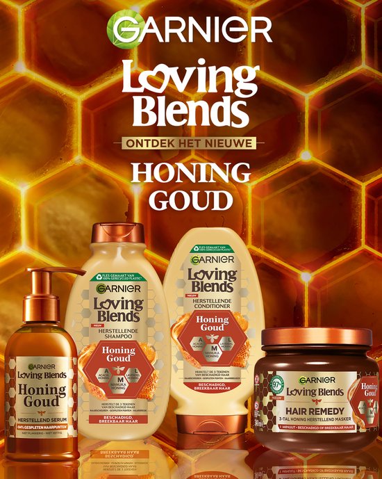 Garnier Loving Blends - Shampooing - Miel doré - Soin capillaire pour cheveux abîmés ou fragiles - 300 ml