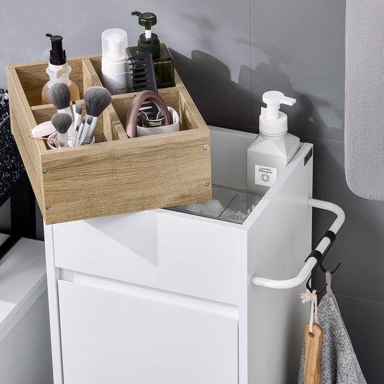 SoBuy BZR159-W Meuble de buanderie - Meuble de salle de bain blanc avec compartiments de rangement