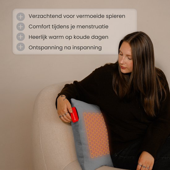 Auronic Heat Pillow - Classic - 45x60 - Sans fil - Rechargeable - Oreiller électrique - Infrarouge - Gris