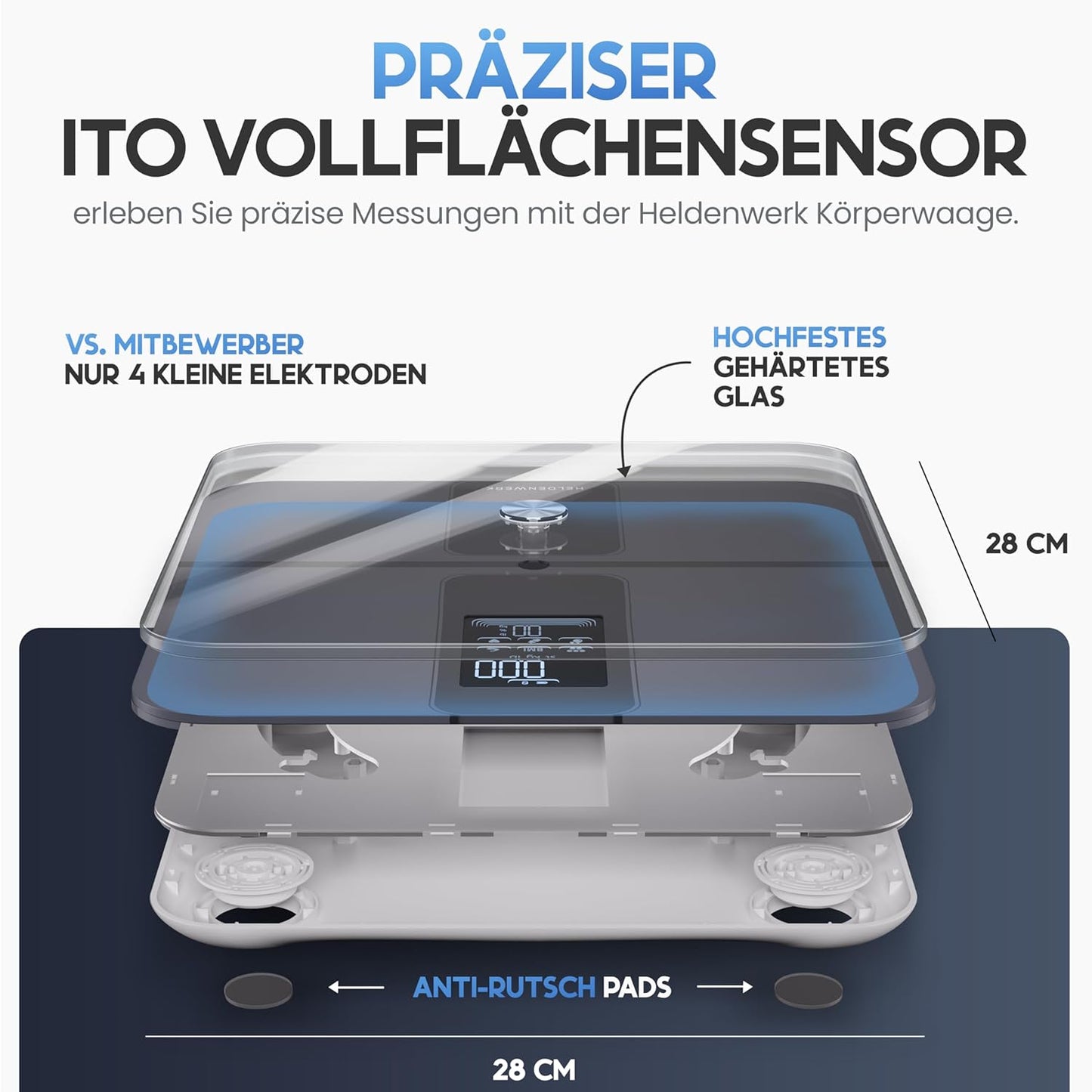 Balance Heroism - Numérique - 180KG - Bluetooth - 32.9x31.2x4.7cm
