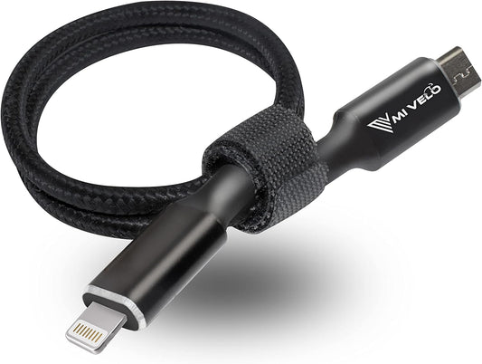 MIVELO E-bike Charging Cable for Bosch Display - 35 cm OTG Cable for iPhone (Lightning), USB-C & Micro-USB - Convient à Intuvia, Kiox (pas 300), Nyon (ancien modèle)