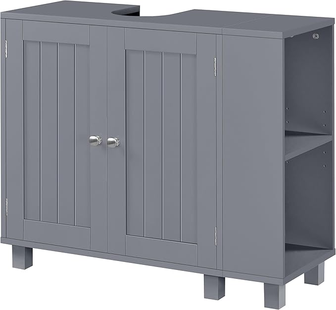 Yaheetech Meuble lavabo - Freestanding - Adjustable - U-Opening - Dark Grey