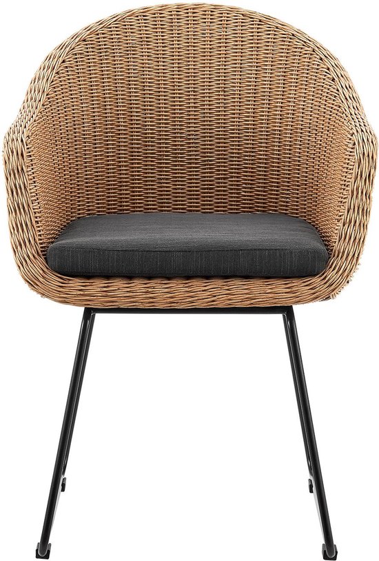 2 pièces Chaises de jardin en rotin Cody - Coussins inclus