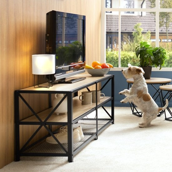 tectake - Meuble TV - Indianapolis - brun foncé industriel - 404543