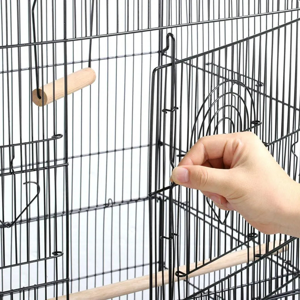 Cage à oiseaux Yaheetech XXL avec support et aire de jeux - Noir - 46 x 35 x 150,5 cm