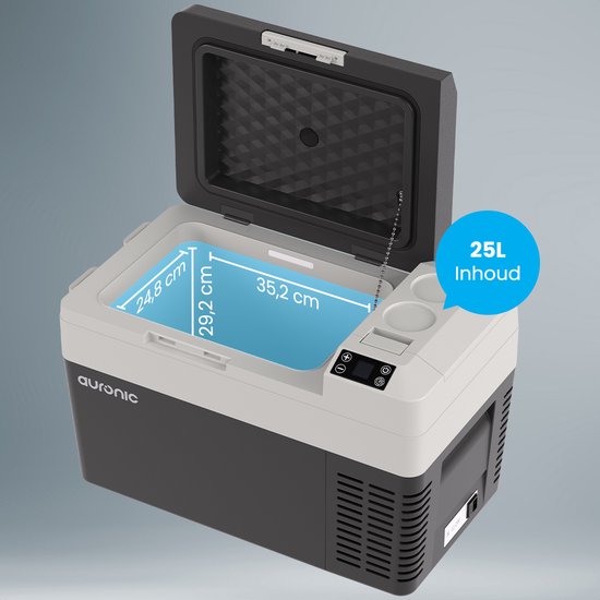 Auronic Electric Cool Box - Frigobox - Compresseur - 12V 230 Volt - Voiture - 25L - Noir/Gris