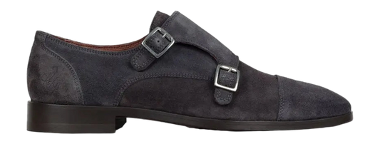 Rehab Phill Sue Dark Blue - Chaussures à boucles en daim rembourrées pour hommes