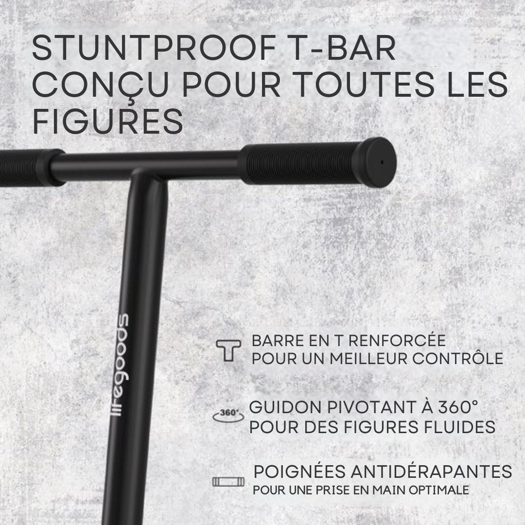 Trottinette - LifeGoods Stuntstep Pro X - T-bar - HIC - Garçons/Filles - 110mm - 100KG - Noir