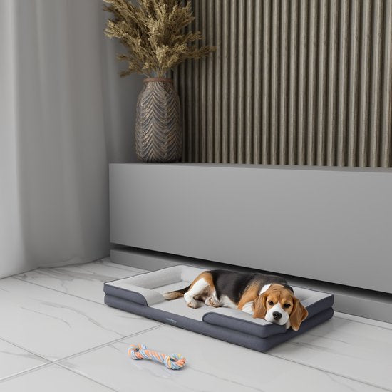 Panier orthopédique pour chien CozySense® 100 x 70 cm - Taille XL - Lit imperméable pour chien avec housse lavable - Convient comme coussin de banc - Blanc
