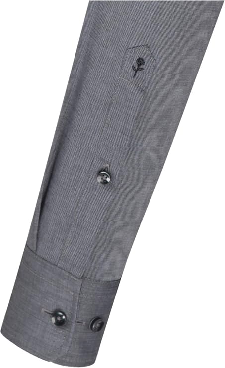 Seidensticker Chemise d'affaires pour hommes, slimfit, thermocollant, col Kent, manches longues, 100% coton, gris foncé, 43