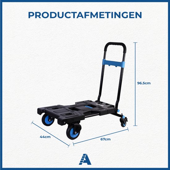 ALDORR Chariot pliant 2-en-1 et chariot de transport - Capacité de charge du chariot de transport : 150 kg max. et du chariot pliant : 75 kg max. - Chariot de transport pliable - Chariot à meubles pliable - Chariot à main - Chariot d'entrepôt - Chariot à