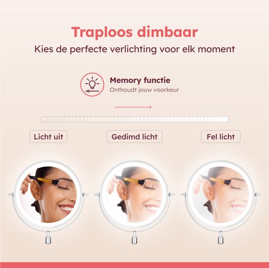 Fraay® Miroir de maquillage avec éclairage LED - grossissement 10x - Miroir grossissant avec lumière - rechargeable - Miroir de rasage - Miroir de salle de bain - Chrome