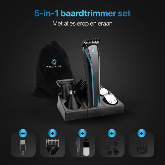 Wellshave 5 in 1 Beard Trimmer Men V2 - Tondeuse barbe et corps - Body trimmer men - Bodygroomer men