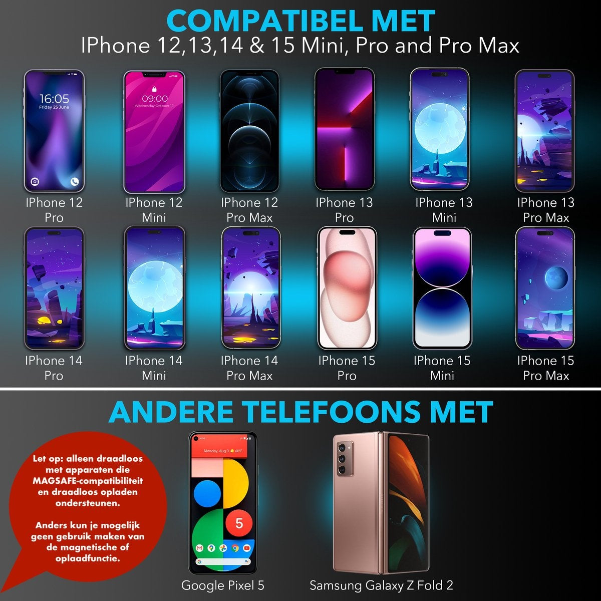 MW® MagSafe Autohouder - GSM Houder Auto - Voor iPhone 12, 13 & 14 - Magnetische Telefoonhouder Auto - MagSafe Autolader - Telefoonhouders Auto Magnetisch