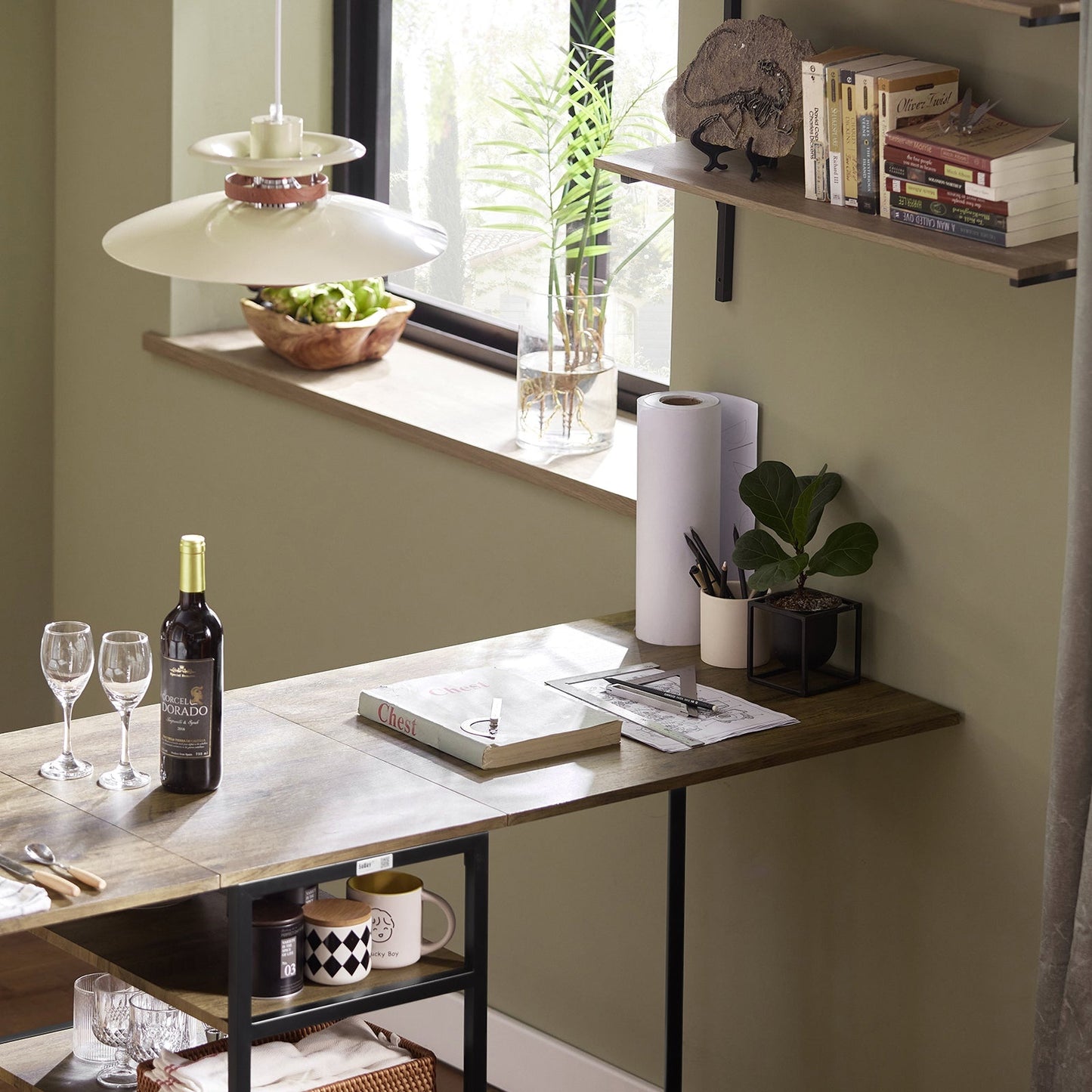 SoBuy FWT62-N Table de salle à manger pliante - Peu encombrante - 180 x 60 x 77 cm - Industrielle