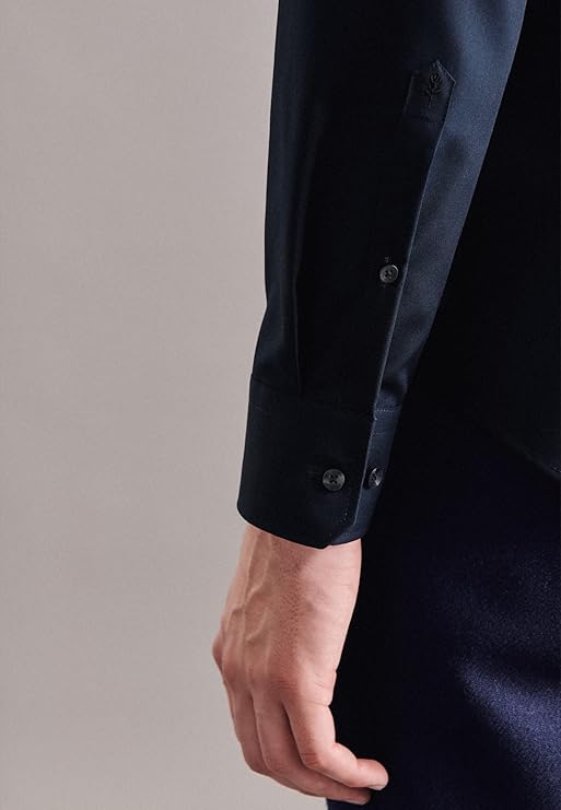 seidensticker Chemise d'affaires Slim Fit Bügelfrei Kent Chemise d'affaires à bras long pour homme (1 paquet) - Taille 42 - Bleu marine