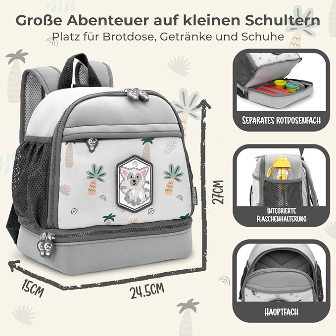 REISERACKER Sac à dos pour enfants Adventure - 27 x 24,5 x 15 cm - Sac à dos étanche avec réflexions et gilet de sécurité