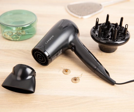 Carmen HD1695 - Sèche-cheveux - 1700W - Diffuseur - Fonction Coolshot - Noir