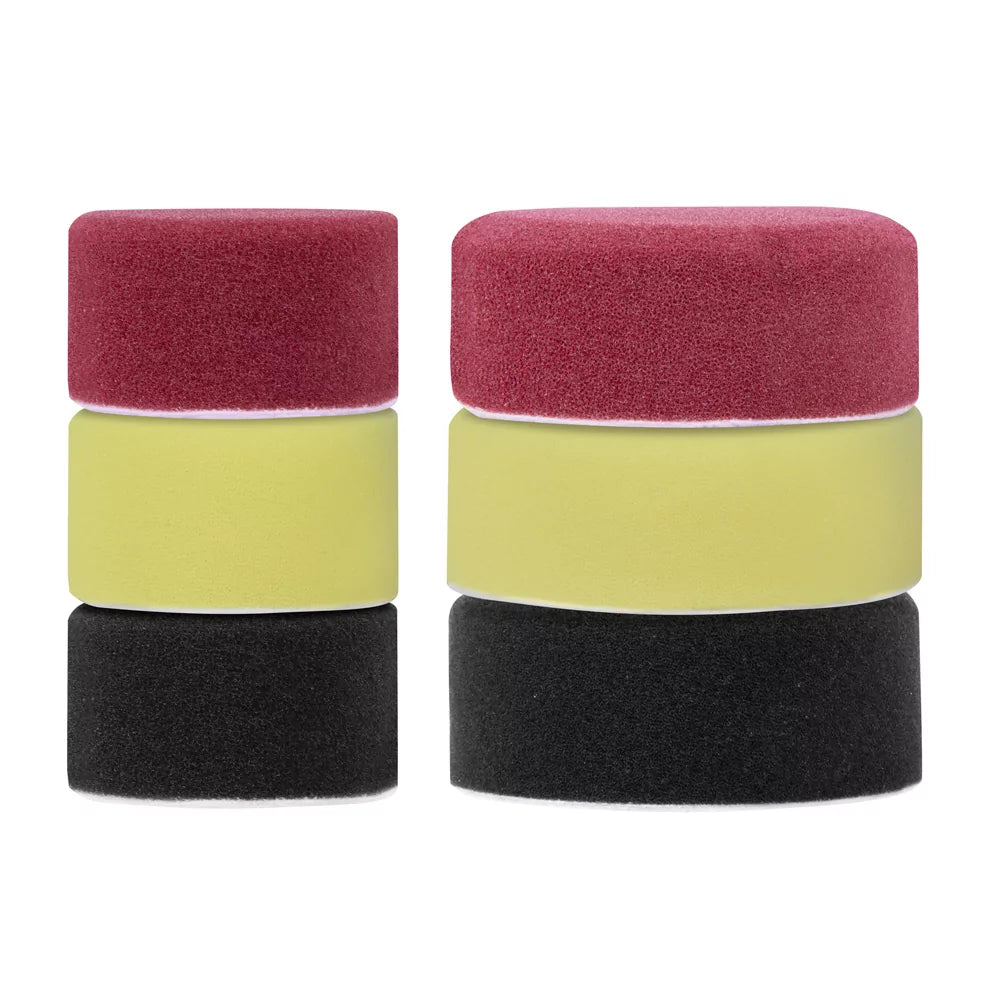 VONROC Set de tampons de polissage - 6 pièces | Ø50 & 75 mm | Pour le polissage grossier, la finition et la brillance | Polisseuses à double action