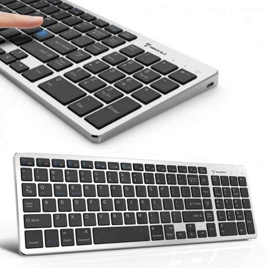 Trendfield Wireless Keyboard - Clavier Bluetooth - Touches silencieuses - Rechargeable - Qwerty - Space Grey