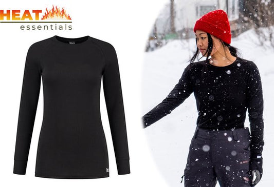Heat Essentials -T-shirt thermique pour femmes - Noir - Taille L