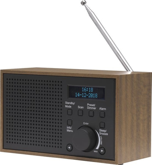 Denver DAB Radio - Radio rétro - Radio de cuisine - Radio portable - Batteries et secteur - DAB46 - Gris foncé