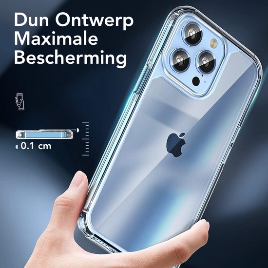 Coque Podec pour iPhone 13 Pro transparente - Lot comprenant 2 protecteurs d'écran + 2 protecteurs d'appareil photo - Coque de téléphone avec verre de protection - Coque transparente