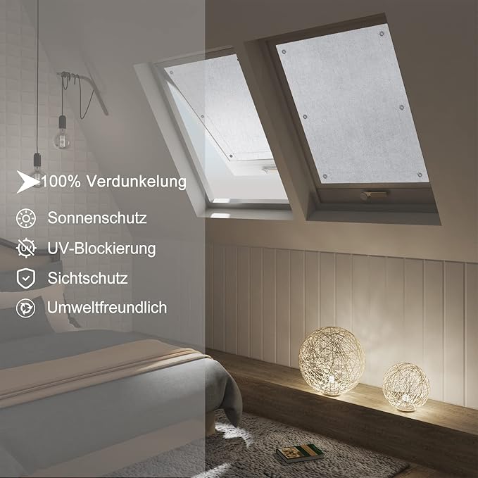 WOLTU store thermique occultant fenêtre de toit - sans perçage avec ventouses - blanc - 76 x 115 cm - pour Velux et Roto P08 408