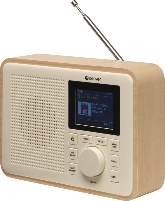 Denver DAB Radio - BIO PLASTIC - Radio rétro - DAB+ / FM Radio - Bluetooth - 40 présélections - DAB60LW