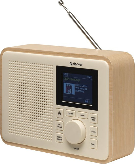 Denver DAB Radio - BIO PLASTIC - Radio rétro - DAB+ / FM Radio - Bluetooth - 40 présélections - DAB60LW