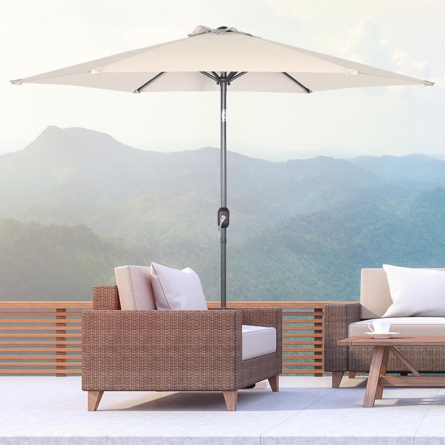 Angel Living Parasol - Ø300 cm - Inclinable - Crème