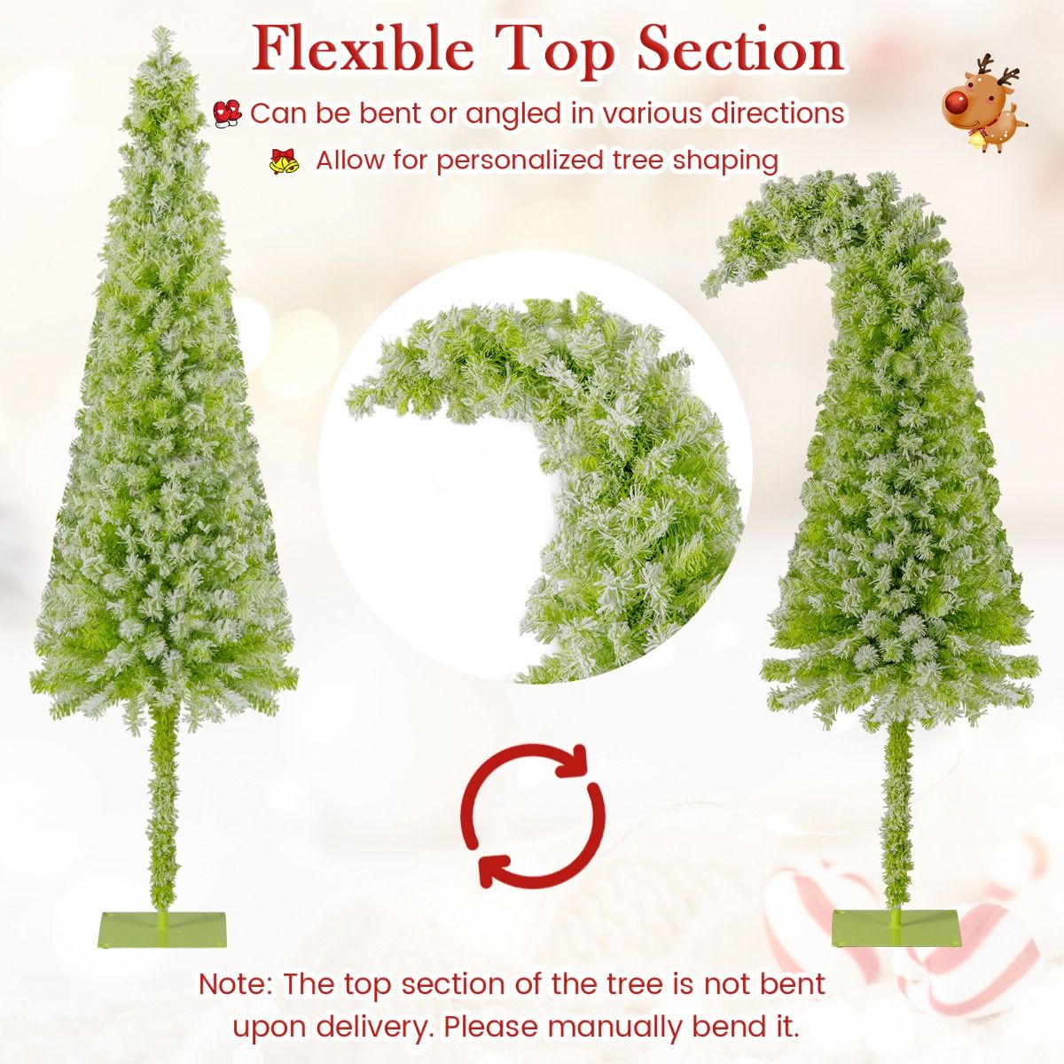 Coast Arbre de Noël artificiel avec lumières et neige - 50 x 180 cm - avec sommet pliable et 120 lumières LED blanc chaud et 8 modes d'éclairage - pour le thème de Noël et de l'hiver - PVC vert neige et métal
