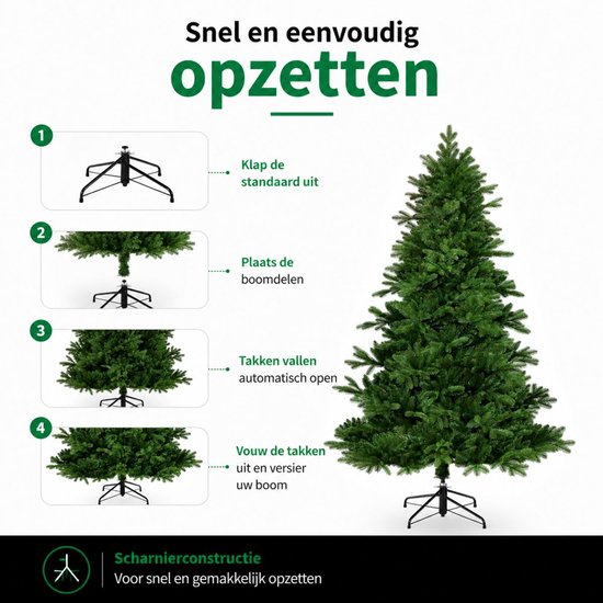 Black Box Trees Brampton Boom - Sapin de Noël à la forme naturelle - Décoration de Noël pour le salon et le bureau - Sapin artificiel avec des aiguilles en PE - Hauteur 230 x diamètre 147 cm - Vert