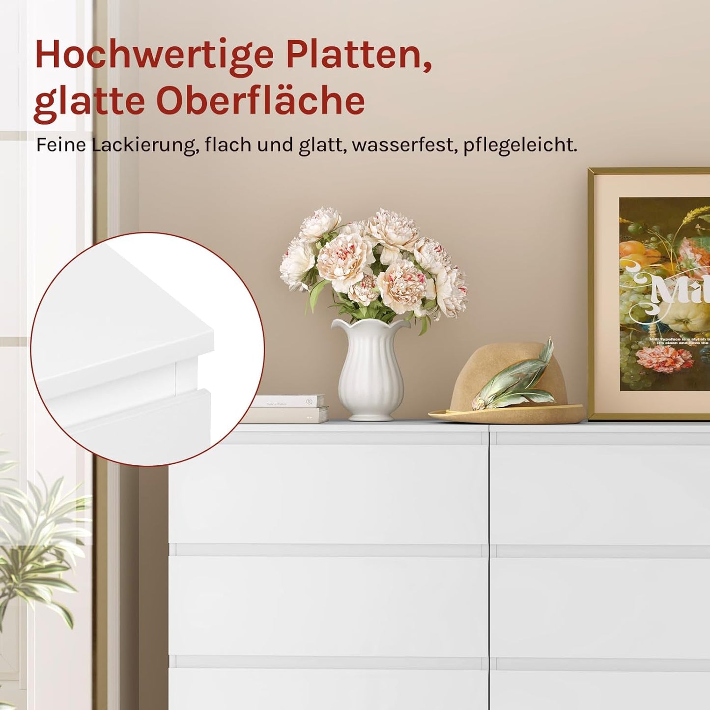 Woltu Meuble à tiroirs blanc - 4 tiroirs - 60 x 40 x 90 cm - Meuble de rangement moderne pour la chambre et le salon