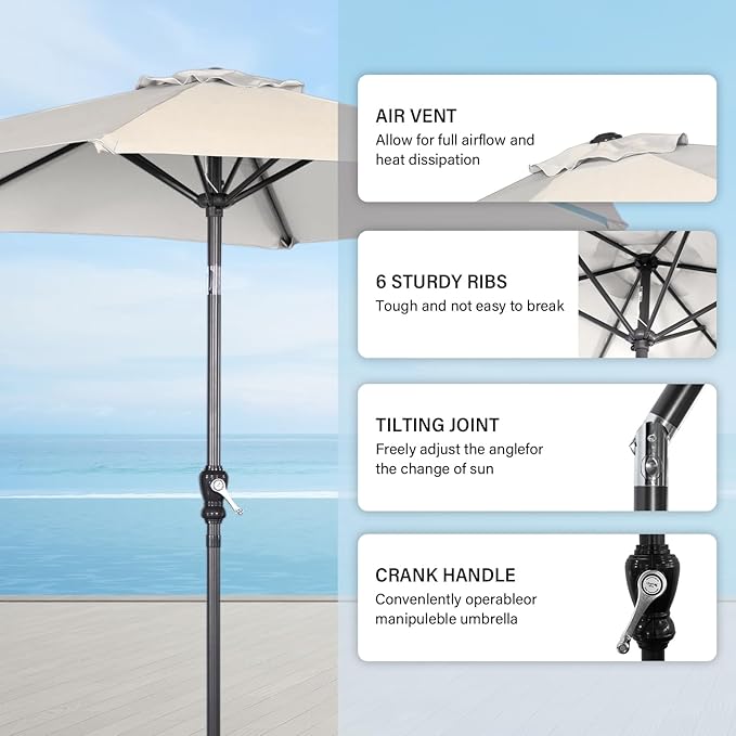 Angel Living Parasol - Ø250 cm - Inclinable - Crème
