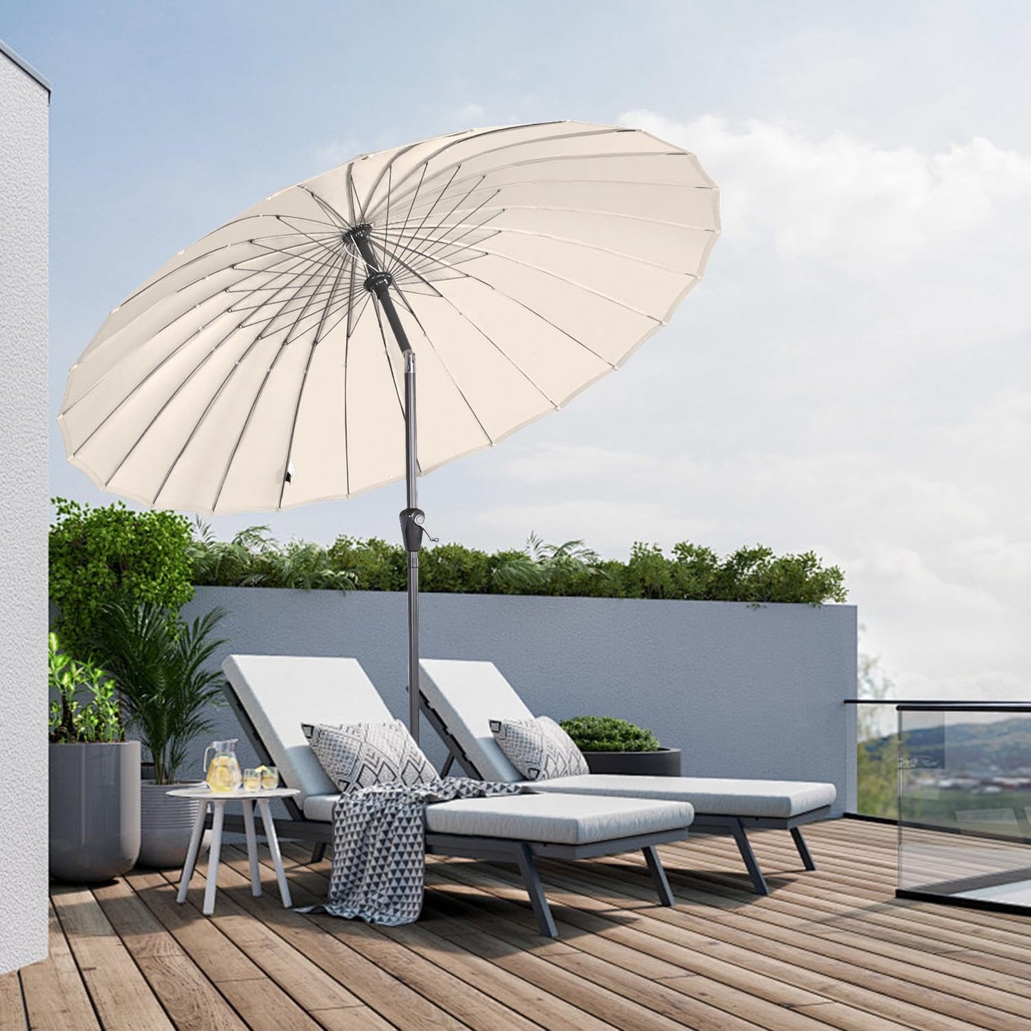 Angel Living Parasol Rond - Ø250 cm - Solide - Beige