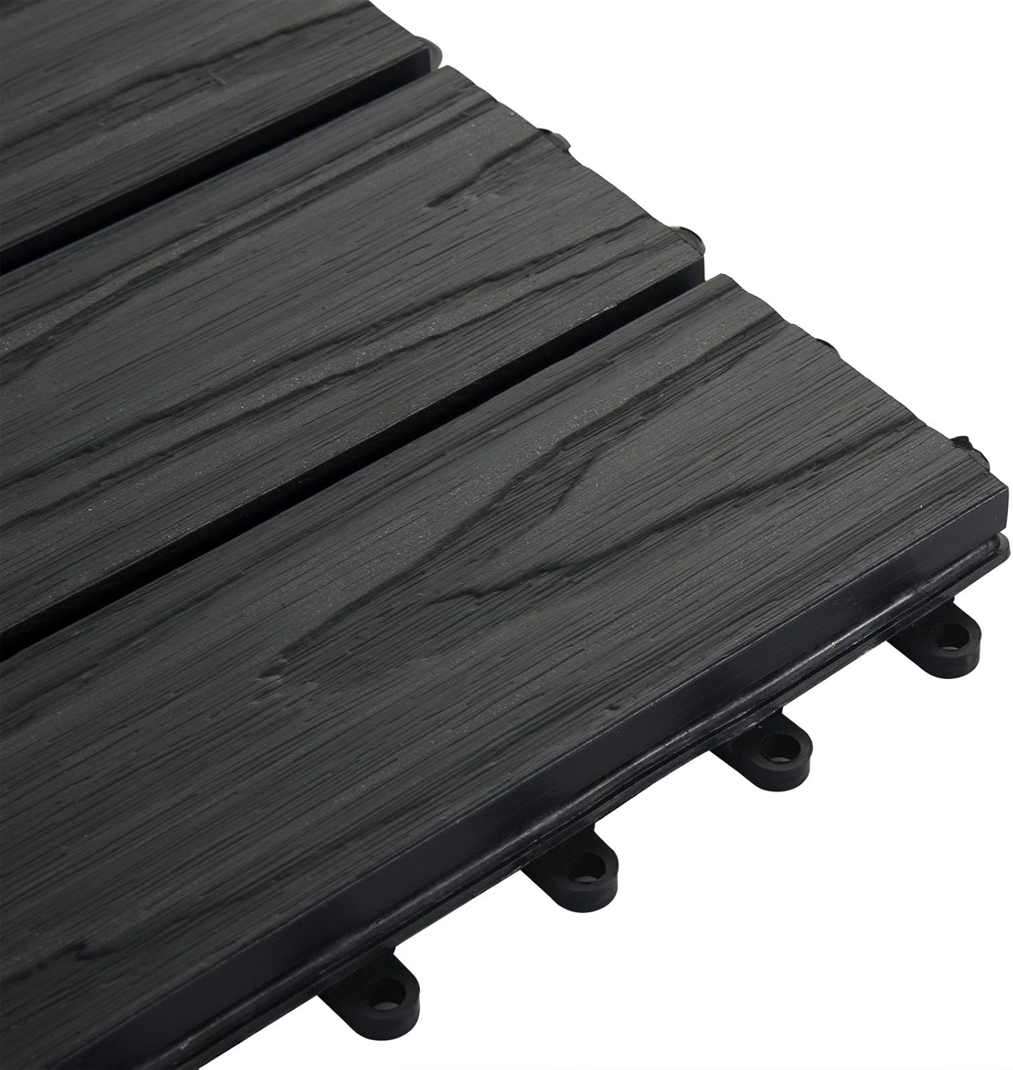 Woltu WPC Terra Tiles 30x30 cm - Anthracite - Click System - 22 Pièces (2 m²)