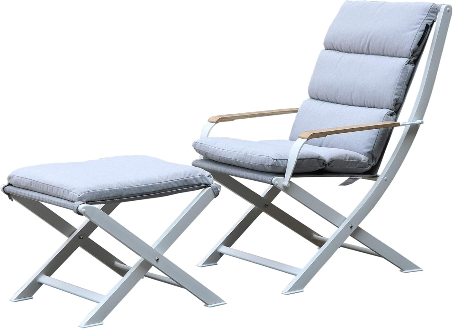 Westfield Amber Lounge Garden Chair with Hocker - Coussin inclus - Gris