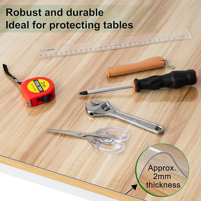 WOLTU Film transparent de protection de table - Nappe en PVC - épaisseur 2 mm - rectangle 100 x 180 cm - imperméable