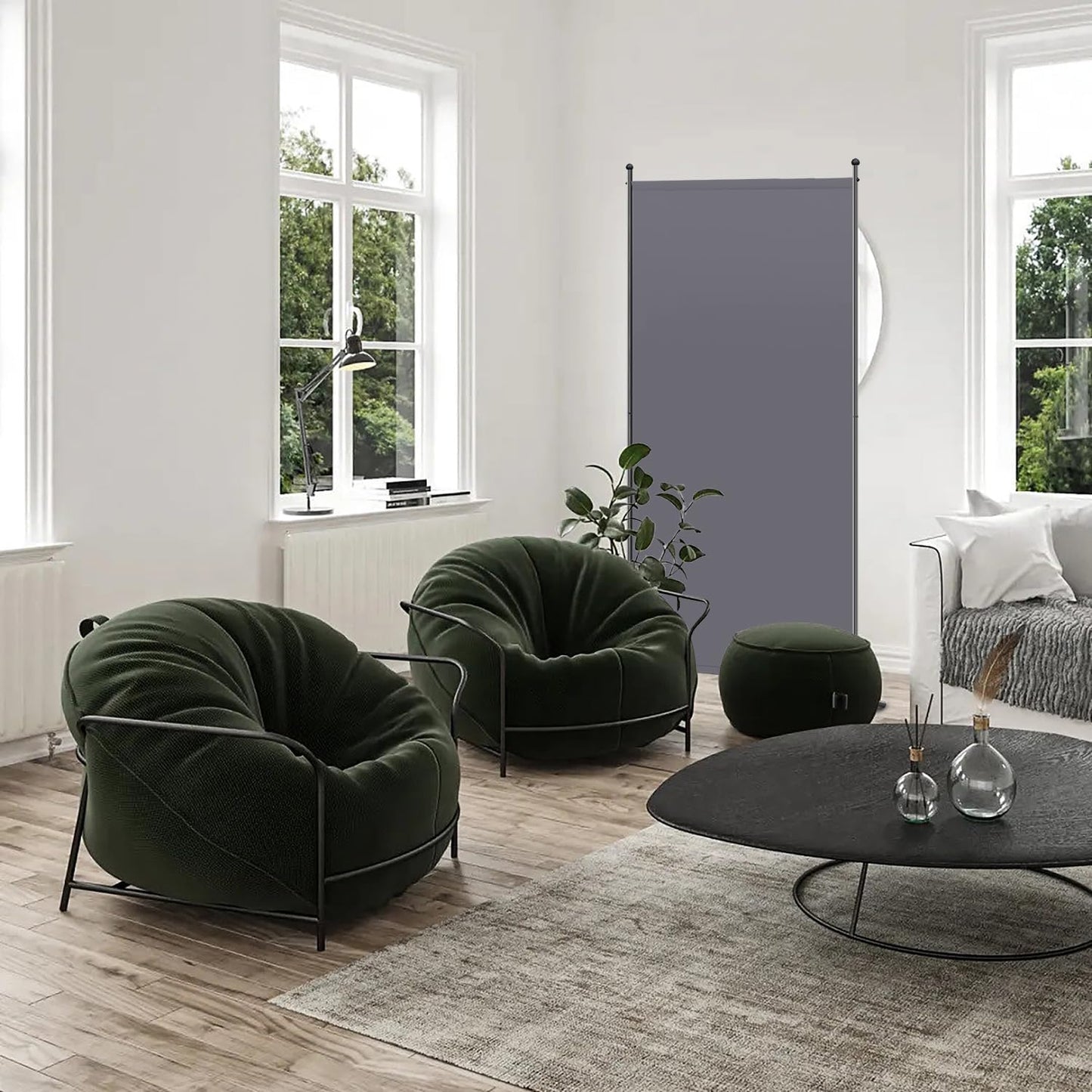 Angel Living Paravent - 1-pièce Room Screen & Room Divider - Brise-vue pour le bureau, le balcon, la chambre à coucher et le jardin - Gris - 80 x 180 cm
