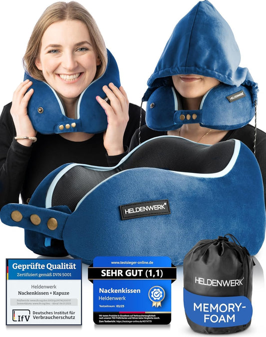 Oreiller de cou Heroism - Lavable - Bleu marine