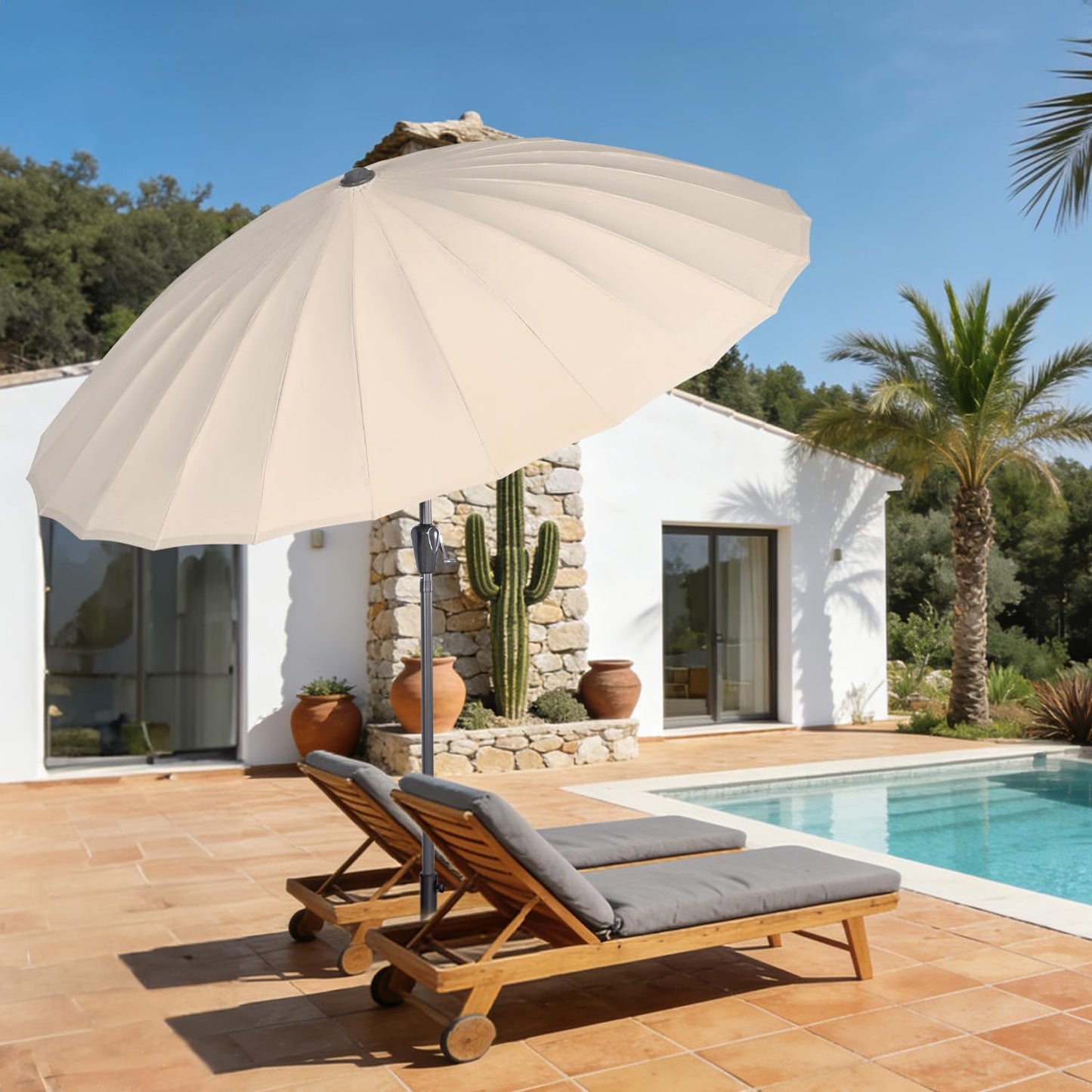 Angel Living Parasol Rond - Ø250 cm - Solide - Beige