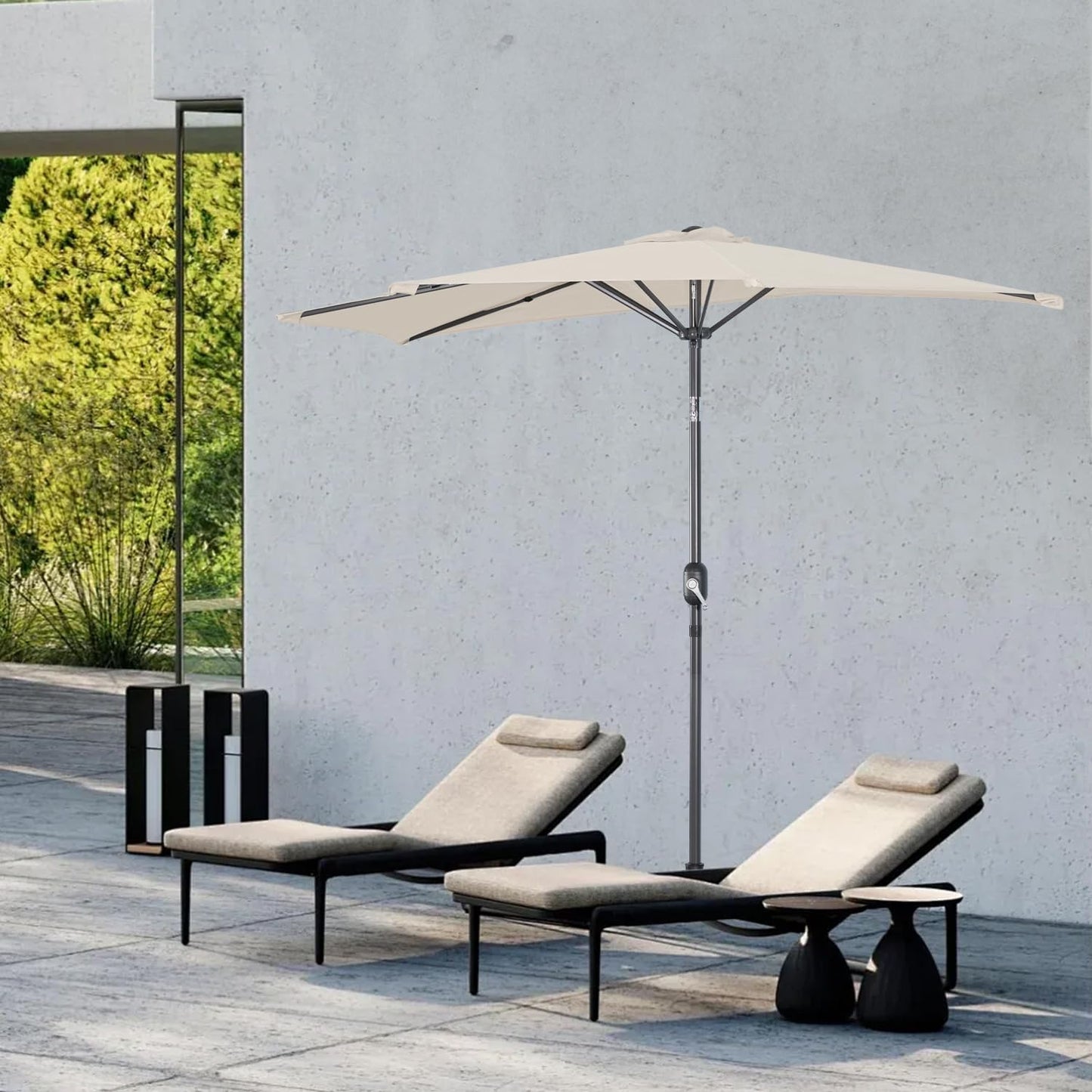 Angel Living Parasol de balcon - Semi-circulaire - 245 x 122 cm - Crème