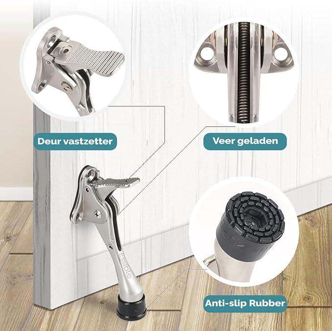 Essible Butoir de porte en acier inoxydable bronze - 13 x 4 cm - Butoir de porte réglable avec commande au pied