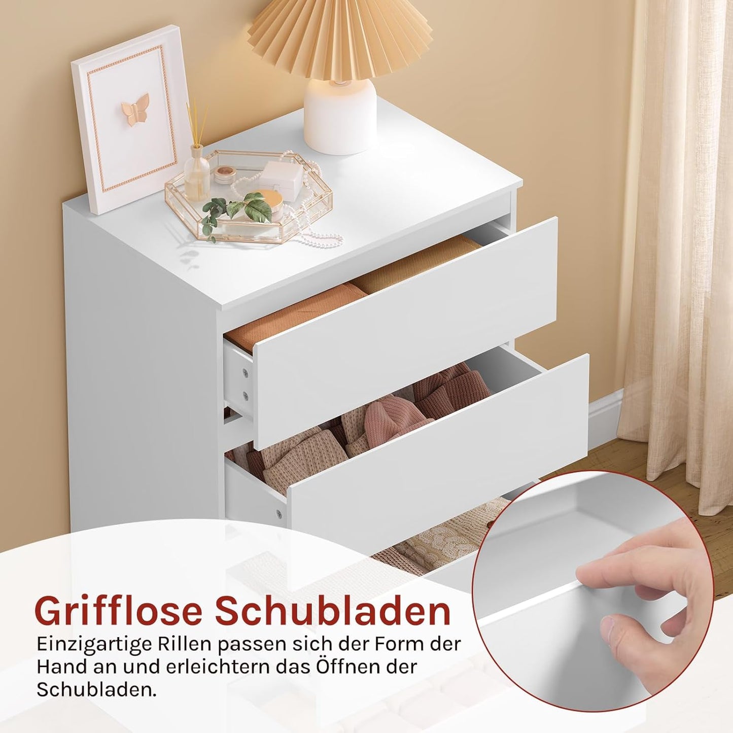 Woltu Meuble à tiroirs blanc - 4 tiroirs - 60 x 40 x 90 cm - Meuble de rangement moderne pour la chambre et le salon