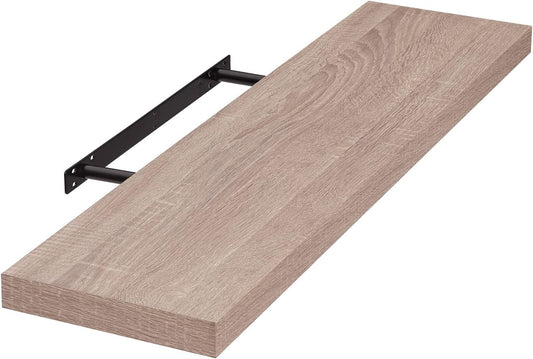 Etagère murale Eugad 80 x 22,9 x 3,8 cm - Etagère flottante en bois aspect chêne - Design rétro